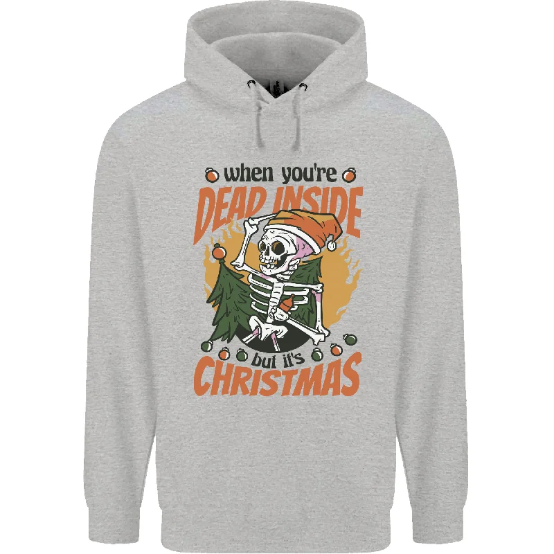 Act Fast Dead Inside at Christmas Xmas Skull Mens 80% Cotton Hoodie