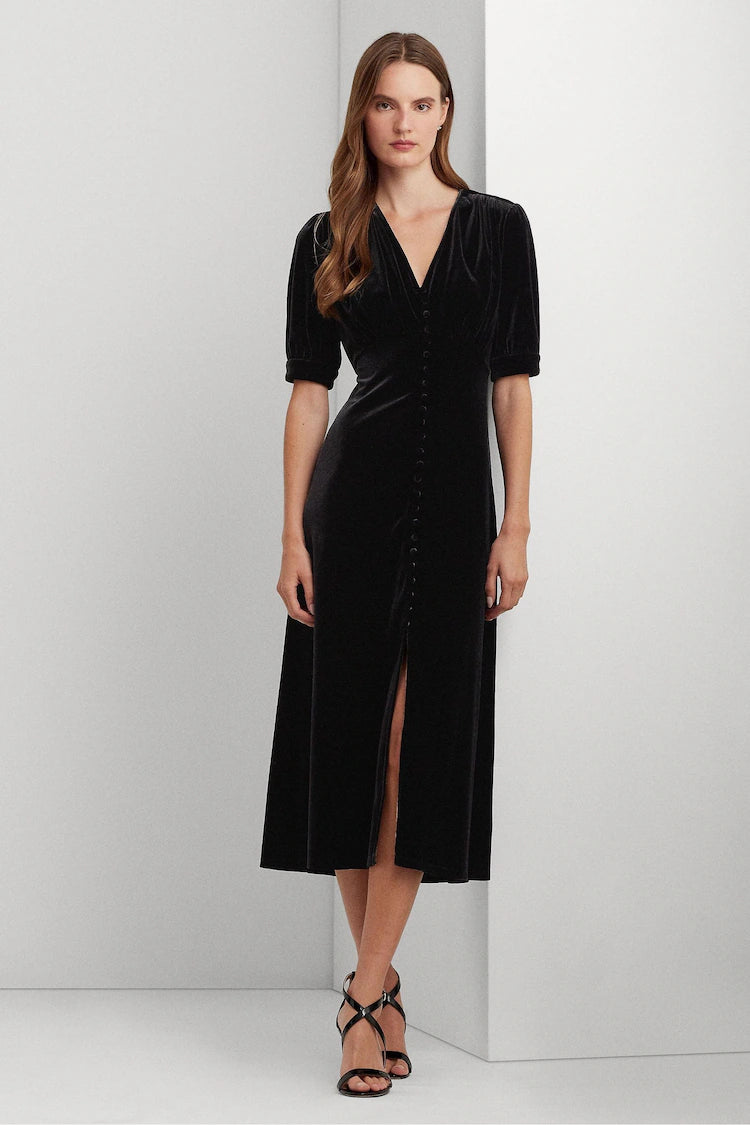 Act Now Black Velvet Vinyam Party Dress