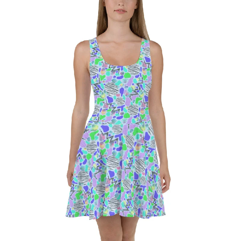 Electric Party Blues Skater Dress