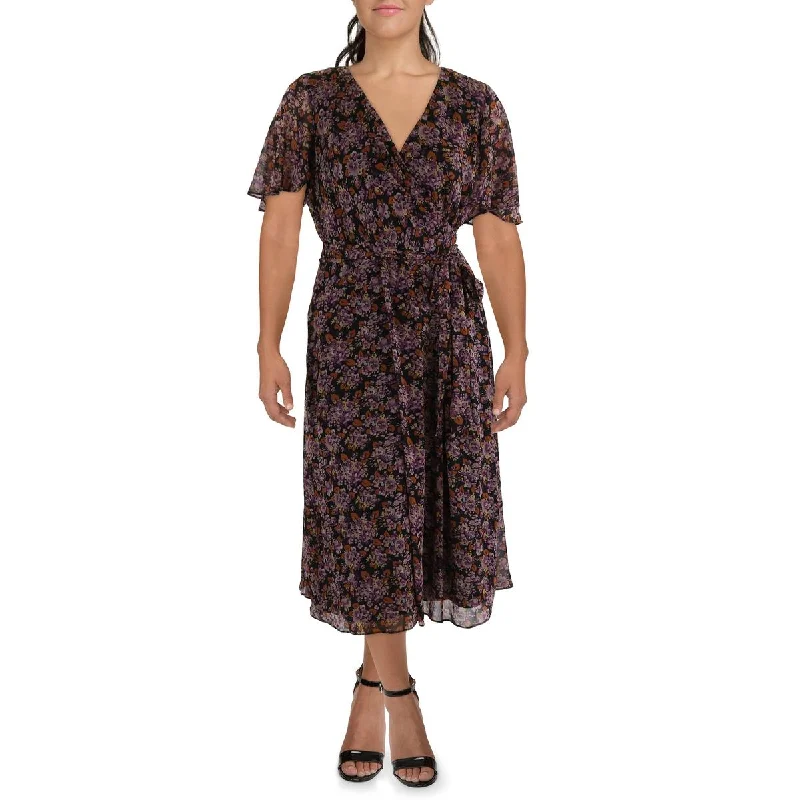 Lauren Ralph Lauren Womens Belted Long Maxi Dress