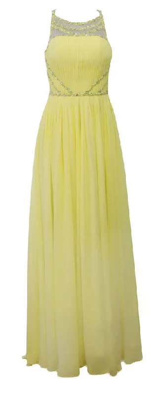 Weekend Flash Sale Yellow Pleated Gown