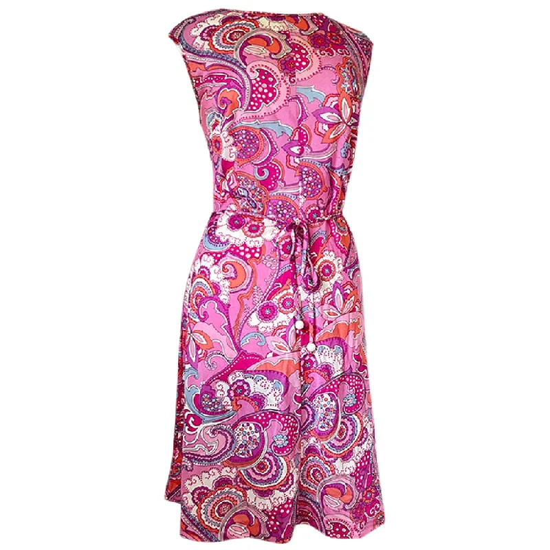 TIME-Limited Offer Pink psychedelic paisley floral vintage 1960s belted nylon St Michael mini dress TIME-Limited Offer Pink psychedelic paisley floral vintage 1960s belted nylon St Michael mini dress