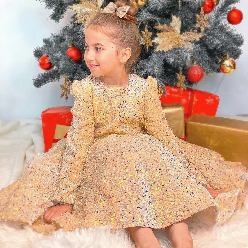 Price Cut Baby Girl and Toddler Birthday Party Dresses Easter Dress Sequin Fluffy Girl Pageant Princess Dresses