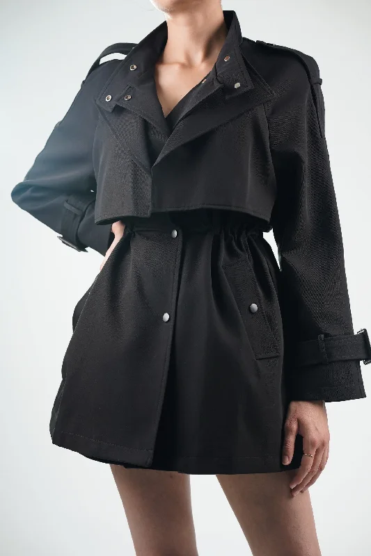 Hurry In Nightfall Short Trench Coat