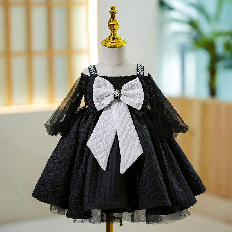 Final Clearance Little Girl Dress Toddler Black Summer Princess Bow Knot Fluffy Party Dress Final Clearance Little Girl Dress Toddler Black Summer Princess Bow Knot Fluffy Party Dress