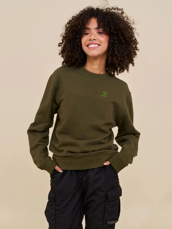 Instant Discount Cartel Scallop Embroidered Sweatshirt Army Green