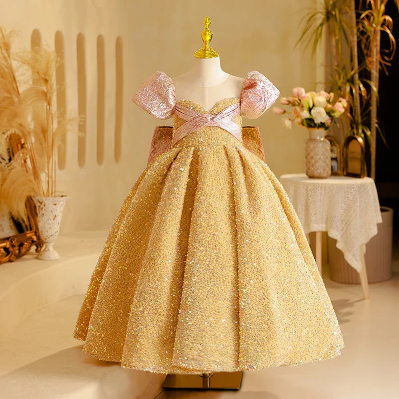 Doorbuster Deal Flower Girl Dress Children Bow Sequins Beauty Pageant Princess Dress Doorbuster Deal Flower Girl Dress Children Bow Sequins Beauty Pageant Princess Dress