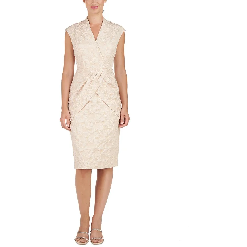 JS Collections Womens Faux-Wrap Textured Cocktail And Party Dress