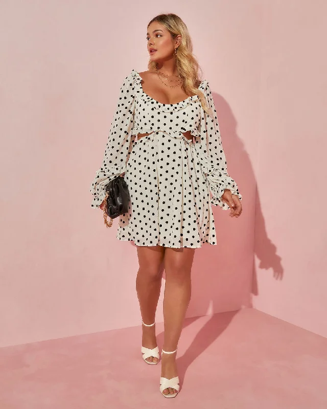 Always Bonita Polka Dot Cutout Mini Dress