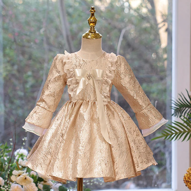 Now or Never Toddler Ball Gowns Girl Gold Vintage Court Lace Formal Princess Dress