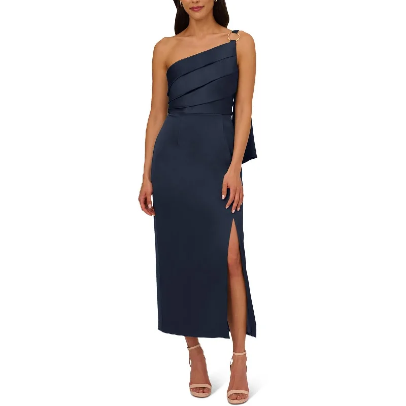 Adrianna Papell Womens Satin One Shoulder Evening Dress