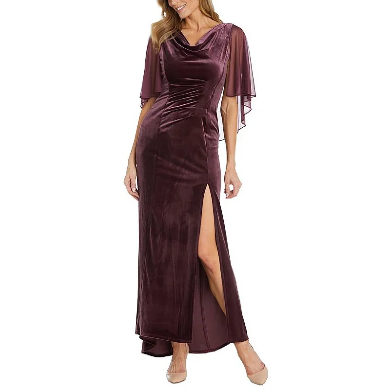 R&M Richards Womens Petites Velvet Formal Evening Dress