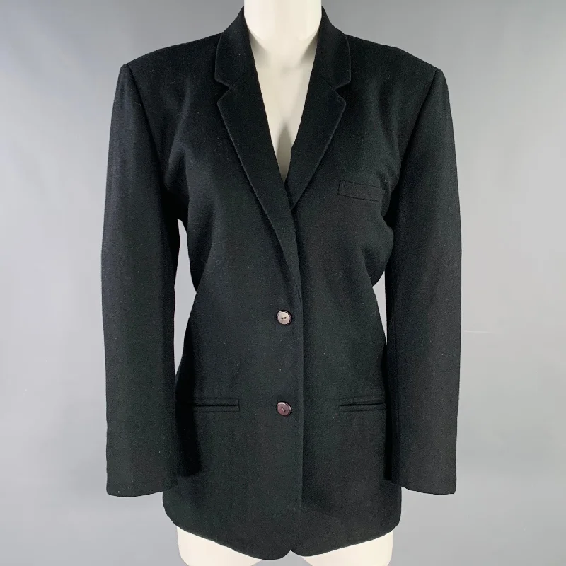 Act Now ISSEY MIYAKE Size M Black Wool Blend Single Breasted Jacket Blazer