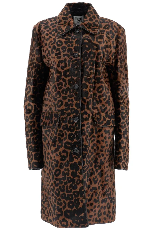 Last Chance Leopard Print Car Coat In Horse  - Marrone