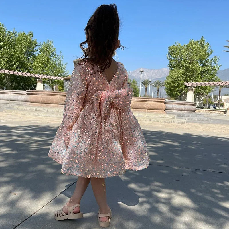 Price Cut Girl Formal Princess Dresses Baby Girl Long Sleeve Sequins Lace Beaded Pageant Dress Price Cut Girl Formal Princess Dresses Baby Girl Long Sleeve Sequins Lace Beaded Pageant Dress