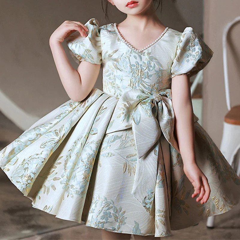 Year-End Sale Toddler Ball Gowns Girl Vintage Printing Bow-Knot Party Princess Dress Year-End Sale Toddler Ball Gowns Girl Vintage Printing Bow-Knot Party Princess Dress