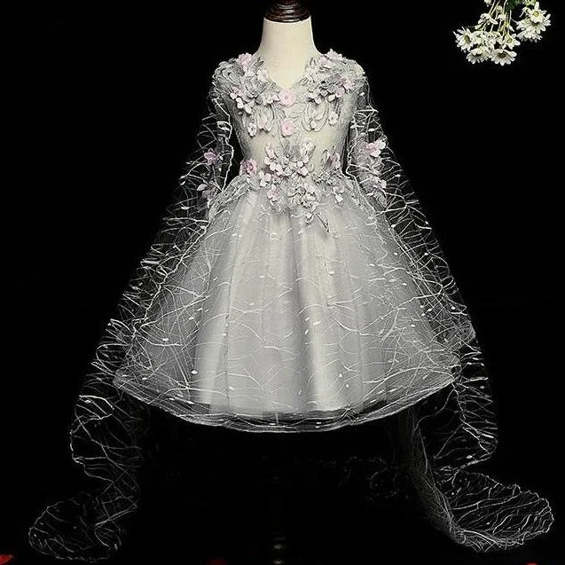 Low Prices Flower Girl Dresses Girl Elegant Printed Embroidery Wedding Puffy Pageant Dresses Low Prices Flower Girl Dresses Girl Elegant Printed Embroidery Wedding Puffy Pageant Dresses