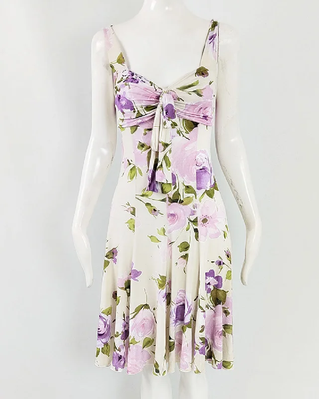 Online Only Blumarine Blugirl Vintage y2k Floral Cream & Purple Dress
